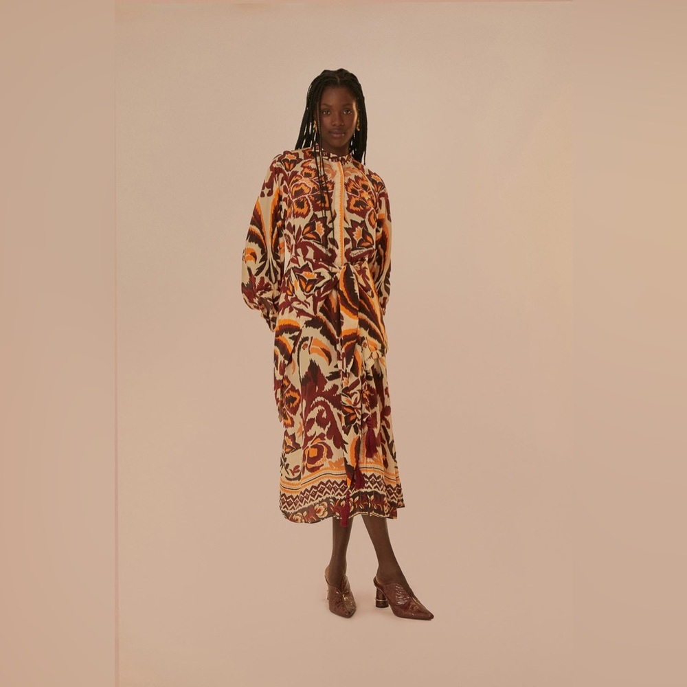 FARM RIO Cream Toucans Scarf Maxi Dress, size Small, BRAND NEW WITH TAG. $298 - Picture 4 of 17